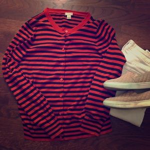 J. Crew Sweaters - JCrew Caryn Cardigan red and navy stipe J. Crew Sweaters - JCrew Caryn Cardigan red and navy stipe